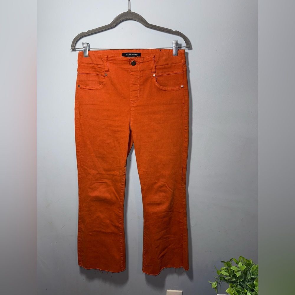 Liverpool Women’s Orange Slit Hem  Cropped Boot Jeans Fall BOHO  Size 28 EUC